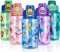 SENBSLAN Kids Water bottles with Removable Straw,600ml Toddler Drinks Bottle for School,Leakproof Children's Bottle BPA free Sport Bottles for Girls Boys School (Blue-Car)