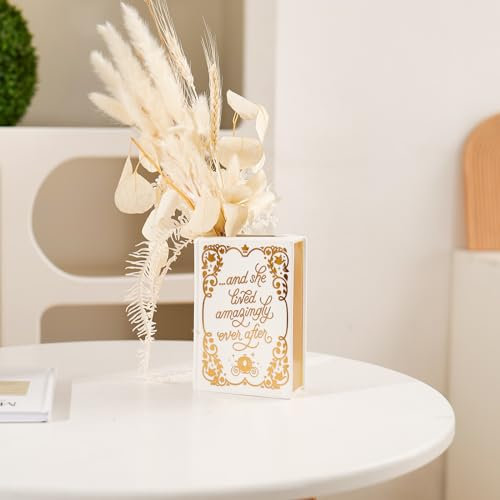 Keramik Buchvase - Dekorative Blumenvase im Buchdesign für Bücherregal, Wohnzimmer & Homeoffice, Handbemalte Geschenkidee (Höhe 16 cm)