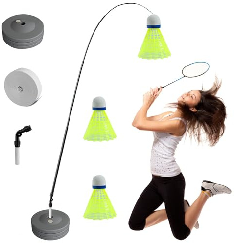 Badminton Trainingsgerät - Badminton Trainingshilfe, Badminton Einzelspieler Rebound Trainer, Single Badminton Trainingsgerät Anzüge Power Trainer für Badmintonlerner und Kinder
