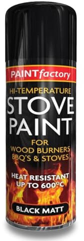 AOC24 - High Tempe Black Matt Stove Spray Paint 400ml - For Wood Burners BBQ's Stoves, Chimneys Fireplaces Paint - Matt Black Finish Spray Paint - Heat Resistant 600°C Interior Exterior Use (1)