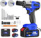 21V Avvitatore a Impulsi Brushless,Chiave Elettrica 3 in 1,3400 RPM,coppia massima di 550 N.M, 4 bussole,12 punte per cacciavite, batterie da 2x4.0Ah,per il settore automobilistico e per la casa,blu