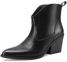 QUEEN HELENA Stivaletti Camperos Stivali Texani Bassi a Punta Casual Donna WS507 (Nero, Sistema Taglie Calzature EU, Adulto, Donna, Numero, Media, 38)