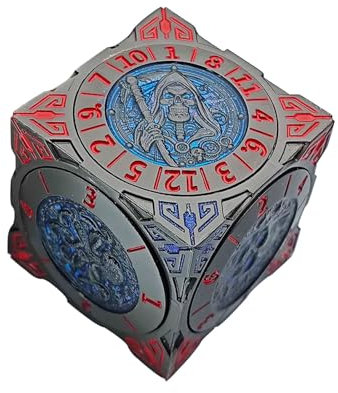 DND Spinner-Würfelset, 7-in-1 Metall-Würfel mit 3D-Relief, Dungeons and Dragons, polyedrische Rollenspiel-Würfel, Fantasy D&D Tabletop-RPG-Zubehör (Schwarz-Blau)