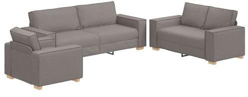 vidaXL Taupe modernes Sofa Set bequemer 3-Sitzer 2 und Sessel für Wohnzimmer Büro Nutzung | Stylische atmungsaktive Polyesterpolsterung Innen Sitzlösungen Möbel langlebig