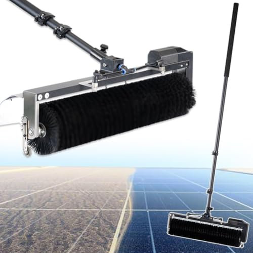 Brosse à rouleau de nettoyage pour panneau solaire, avec brosse rotative automatique et perche à eau réglable, tuyau d'extension de 10 m et pompe à eau,7.5m