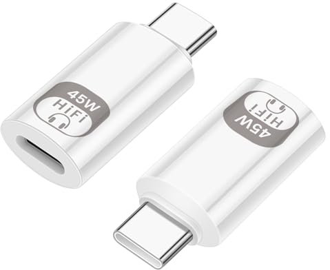 Lightning auf USB-C Audio Adapter , Unterstützt PD 45W-Schnellladen Übertragungsrate 480 Mbps，USB C auf Lightning Kopfhörer Adapter für iPhone 16 15 Pro Max Plus, iPad Air/Pro, MacBook, 2 Stück/Weiß