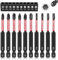 DAKCOS 10PCS 75mm Long Screwdriver Bit Set, 1/4 Inch Hex Shank Bit Set, Flat Head Drill Bits for Impact Power Tool PH1/PH2/PH3/PZ1/PZ2/PZ3/T10/T20/T25/T30, S2 Steel