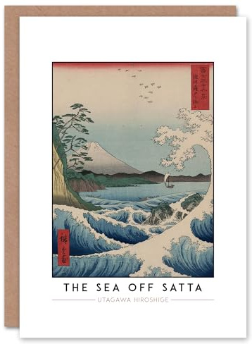 Artery8 Utagawa Hiroshige The Sea Off Satta Greeting Card – Classic Ukiyo-e Seascape Art Card