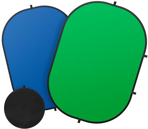 3x5ft/100x150cm Green Screen Backdrop for Photography, Double Sided Green Screen and Blue Screen, 2 in 1 Collapsible and Reversible Background for Photography, YouTube Videos,and Live Streaming