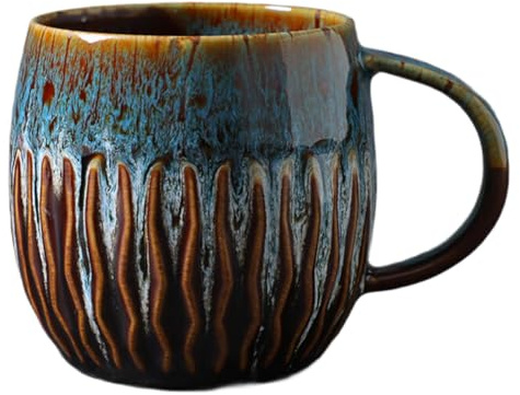 Muuookka Teetasse - Große Kapazität Kaffeetasse - Mikrowellen- und Spülmaschinenfest Handgefertigter Look Keramiktasse B