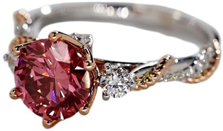 Anello Half Eternity in argento sterling 925 con pietra di zaffiro rosa naturale - rosa e trasparente | placcato argento, fascia con diamanti a griffe | LK_DHR_0873