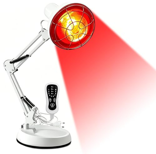 150W Rotlichtlampe Wärmelampe mit 10 Stufen Timer, Verstellbarer Standfuß | Rotlichtlampe mit Timer‑Funktion, tiefenwirksam zur Schmerzlinderung, flexibel ausrichtbar für komfortable Wärmeanwendung