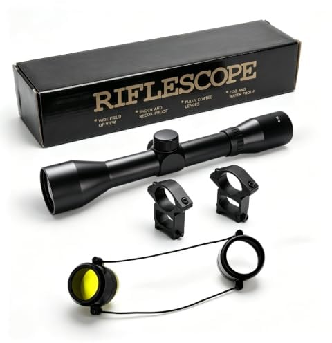 Lunette de visée 4x32 Fixe avec réticule BDC, Corps Alliage Aluminium étanche antibuée, kit Anneaux de Montage pour tir Airsoft sur Cible et Observation extérieure