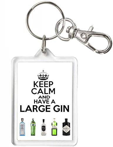 Keep Calm and Have a Large Gin, Novelty Keyring, Keychain, Can be Personalised, Excellent Birthday, Christmas, Anniversary, Mother's Day, Father's Day Congratulations Gift.