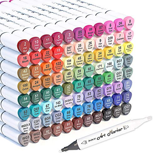 Shuttle Art 88 bunte Alkohol Marker, doppelseitiges Stifte Set mit 1 Nr.0 Marker, Graphic Marker für Kinder & Erwachsene zum Zeichnen, Illustration, Skizzieren