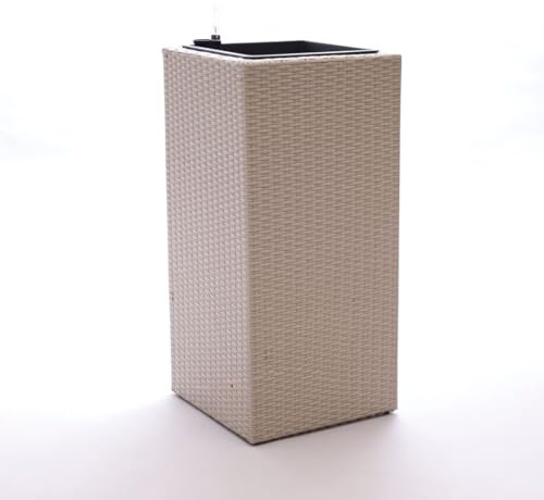 Elegant Einrichten Pflanzkübel Polyrattan Säule 30x30x55cm Grau meliert