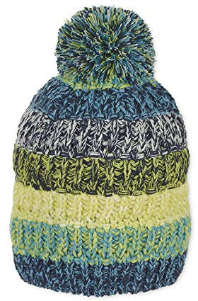 Sterntaler Strickmütze für Jungen mit Bommel und buntem Strickmuster, Gefüttert, Alter: 18-24 Monate, Größe: 51, Blau/Grün