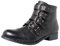 Fitters Footwear That Fits Damen Stiefelette Tamara Lederimitat Bikerboot mit Nieten und Schnallen Übergröße (42 EU, schwarz)