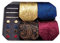 Barry.Wang Lot de 4 cravates carrées en soie pour homme, boutons de manchette et pinces à cravate avec boîte cadeau, Noir, bleu, rouge, doré, taille unique