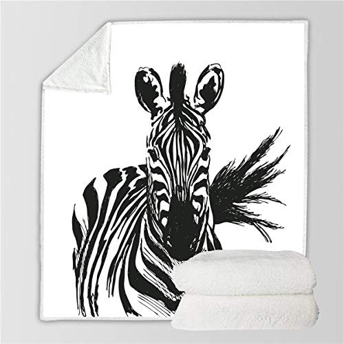 Morbuy Samt Leichte Decke, 3D Kuscheldecke Sofadecke Bettüberwurf Erhältlich Decke Tagesdecke Decke für Sofa und Bett Falten-beständig Schmusedecke (150x130cm,Zebra)