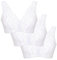 Eden House Ladies Pack of 3 Bra Cotton Lace Front Fastening Magic Bra White 18
