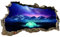 3D Wandtattoo Mauerloch Wandsticker Wandaufkleber Durchbruch Städte Landschaft Abenteuer selbstklebend H 60 x B 100 Schlafzimmer Wohnzimmer (WL54 Nordlichtcamping)