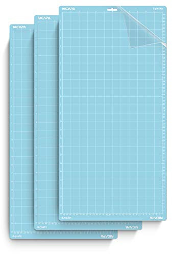 Nicapa Blaue Schneidematte für Silhouette Cameo 4/3/2/1 (Lightgrip, 30,5 x 61 cm, 3 Matten) leichte selbstklebende Quilting-Cricket-Schnittmatten Ersatzzubehör für Silhouette Cameo