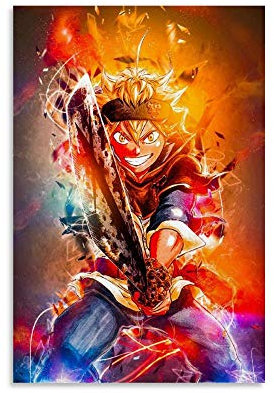 TOUKUI Anime Black Clover Asta Poster dekorative Malerei Leinwand Wandkunst Wohnzimmer Poster Schlafzimmer Malerei 12x18inch(30x45cm)