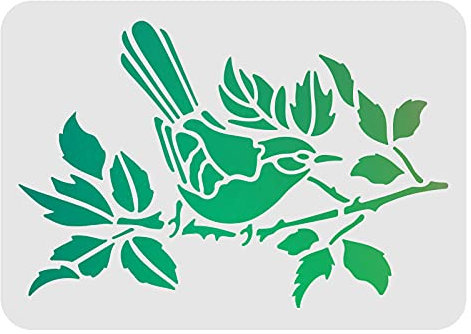 FINGERINSPIRE Vogel Baum Zweige Schablonen Wanddekoration Vorlage 29.7x21cm Kunststoff Vogel Zeichnung Malschablonen Rechteck Wiederverwendbare Schablonen Zum Malen An Wänden Möbel Handwerk