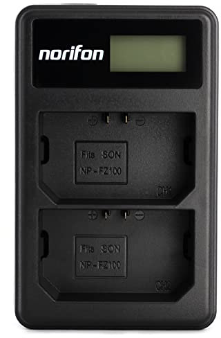 Norifon NP-FZ100 Dual Channel LCD USB Charger for Sony A7 III, A7R III, A9 Camera and More