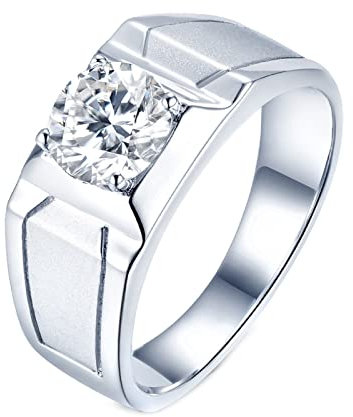 ANAZOZ Pt950 Herren Ring Platin, 1ct Moissanite 4 Klaws Solitär Ehering Herren Echtschmuck