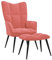 vidaXL Relaxsessel mit Hocker, Sessel mit Stahlgestell, Relaxstuhl Polsterstuhl mit Armlehne, Fernsehsessel Polstersessel Wohnzimmer, Modern, Rosa Samt