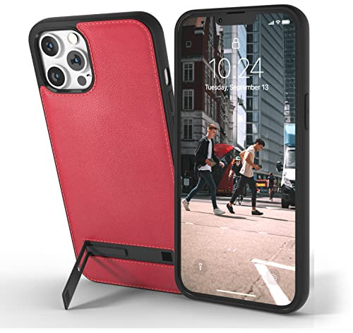 Snakehive Metro Leather Case for Apple iPhone 12 Pro Max || Real Leather Phone Case with Stand || Genuine Leather & MagSafe Compatible Leather Cover with Kickstand (Red)