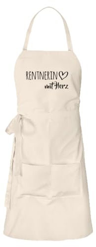 Huuraa Grillschürze Rentnerin mit Herz Geschenk Natur Baumwolle Rentnerin Mitbringsel