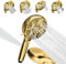 SparkPod 5 Inch 9 Spray Setting Shower Head - High Pressure Jet with On/Off Switch, Pause & Waterfall Setting - Premium ABS Removable Handheld Shower Head (Egyptian Gold)