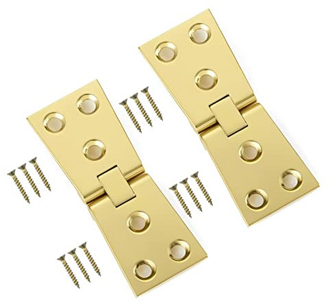 TERF® Heavy Duty Polished Brass Counter Flap Hinges 100mm X 32mm (4'' X 1 1/4'') Counterflap Hinge use for Pub Bar Shop Counter Flap Hatch Open Up Fittings including Fixing Screw - Pack of 2
