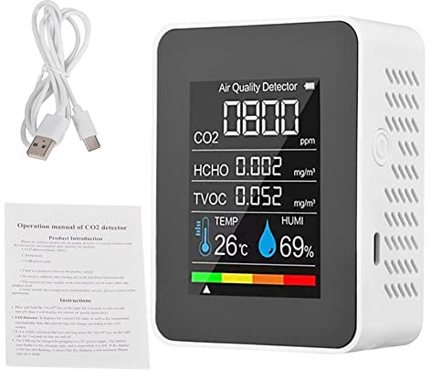 Misuratore di qualità dell'aria per HCHO/TVOC/TEMP/HUMI multifunzione 5 in 1 rilevatore di anidride carbonica in tempo reale e registrazione media