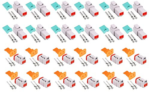 HUAZIZ 12 Pezzi 2 Pin Sigillato Grigio Maschio e Femmina, Auto Impermeabile Filo Elettrico Connettore Spina 22-16AWG Connettore per Moto, Scooter, Auto, Camion Barche