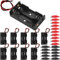 Xiatiaosann 2 AA Battery Holder Case Box 3V, 10 PCS Battery Pack Case with Wire Leads, 2 Slots Series Battery Box Plastic Housing with 20 PCS Alligator Clip