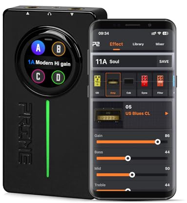 MOOER P2 Multi-Effects Pedal Processor, Stereo Electric Guitar Bass Guitar Pedals with Amp MIDI Looper Drum Machine OTG Touch Screen for Performance Practice