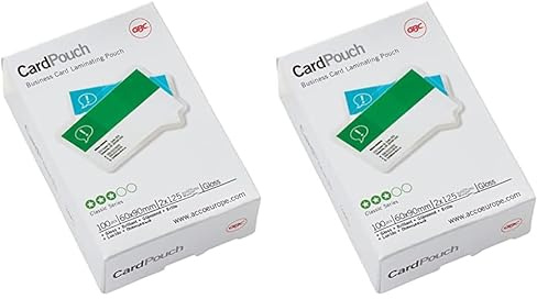 GBC Laminierfolien Kleinformat 60 x 90 mm, 125 mic, Ideal für Visitenkarten und Ausweise, Robuste Laminiertaschen im 200er Pack, Glänzend, Transparent, 3743157