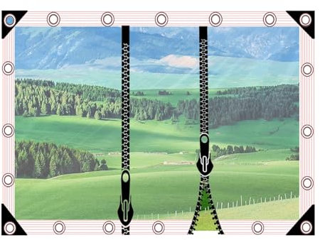 SHUITUKOUU Transparente Planen-Seitenwände mit Reißverschlusstür, wasserdichte Pergola-Terrassenplane mit Reißverschlusstür, transparenter Outdoor-Vorhang wasserdicht (Size : H2.6xW8m/H8.5xW26.2ft)