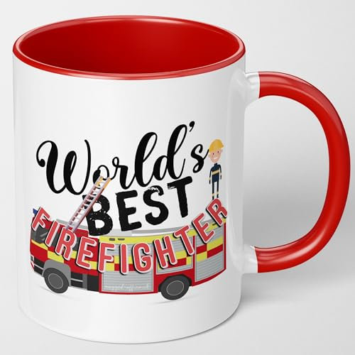 Mugged Off Tasse mit Aufschrift Worlds Best Firefighter, ideales Weihnachts- oder Geburtstagsgeschenk für Feuerwehrmänner und Feuerwehrfrauen