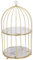Kosmetikständer, Doppelschichtiger Vogelkäfig, Desktop-Make-up-Organizer, Vogelkäfig, Kuchenständer, Dessert-Display-Ständer (Weißes Grundgoldmuster)
