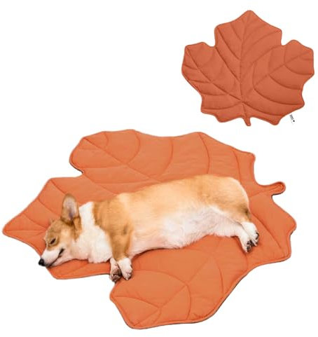 FUNNY FUZZY Hundedecke für Hunde und Katzen, 101,6 x 117,8 cm, Blatt-Design, Haustierdecken, Bezug, maschinenwaschbar, doppelseitig, für Bett, Couch, Sofa, Böden, Möbelschutz, Ahornrot