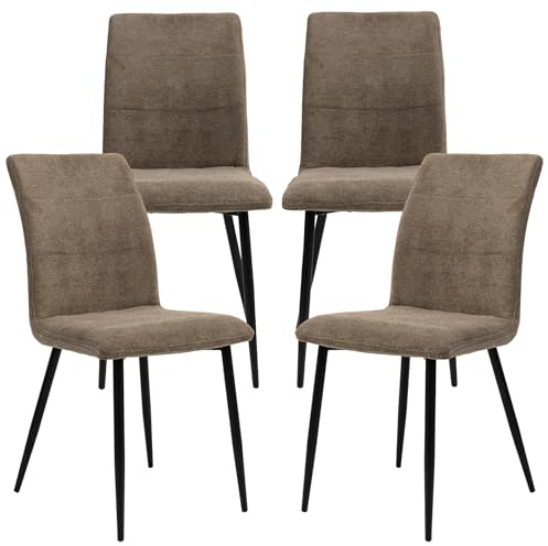 TRISENS Moderne Esszimmerstühle mit Stoffbezug - Bequeme Esstischstühle mit abgesteppter Vorderseite - gepolsterte Küchenstühle mit gebogener Rückenlehne für mehr Sitzkomfort (Taupe, 4 Stück)