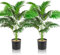 Lighterday Set di 2 piante artificiali per interni, 90 cm, albero decorativo, in plastica, per ufficio, casa, interni ed esterni (2 vasi di palma artificiale)