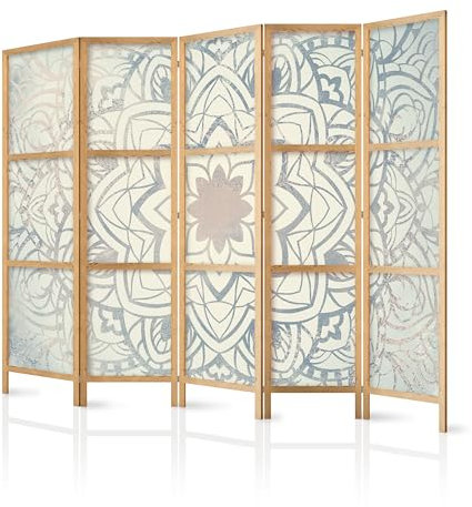 murando - Paravent Innen Raumteiler Holz Botanik Abstrakt 225x172 cm 5-teilig Japanische Trennwand Raumtrenner Room Divider Mobiler Sichtschutz Spanische Wand Raum Abtrennung Natur f-A-0486-bh-c