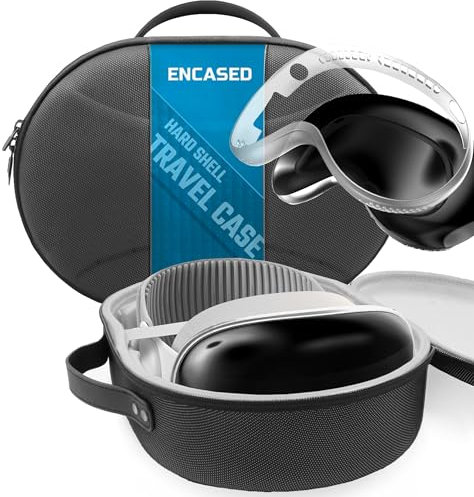 Encased Juego de protección de viaje diseñado para Apple Vision Pro (2024) protector de auriculares con funda de almacenamiento rígida de EVA para Vision Pro HR y accesorios (juego de 2 piezas)