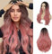 Salaibs Ombre Rosa Lockige Lange Perücken für Frauen Wellige Welle Mittelteil Haar Perücke Synthetische Hitzebeständige Faser Cosplay Halloween Perücke